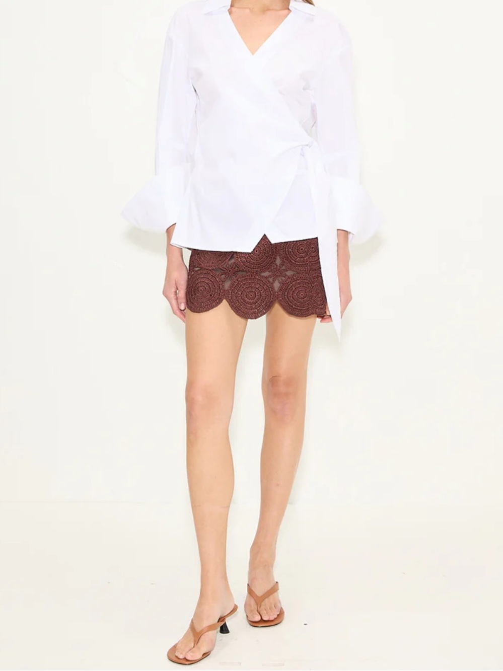 NWT Simon Miller Beep Beep knit crochet mini skirt choco brown, size S - Picture 2 of 3